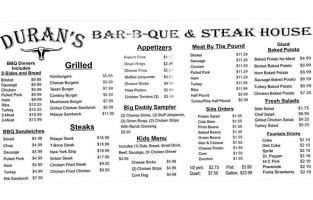 Duran's -b-que And Steakhouse menu