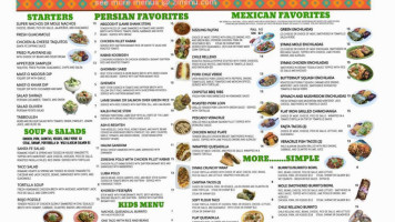 Syma's Mexican Grill Persian Cuisine menu