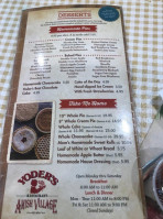 Yoder's Amish Village menu