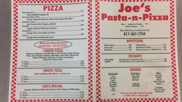 Joe's Pasta N Pizza menu
