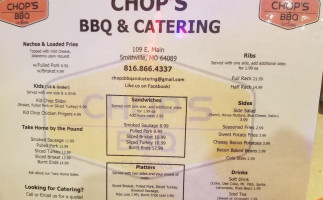 Chop's Bbq Catering menu