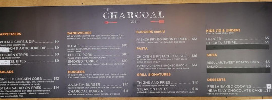 The Charcoal Grill menu