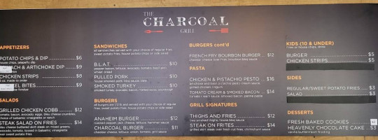 The Charcoal Grill menu