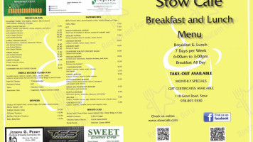 Stow Cafe menu