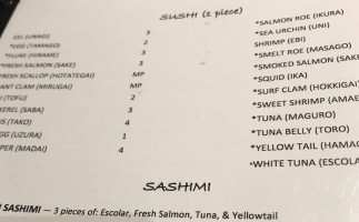 Sushinobo menu