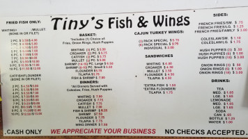 Tiny's Resturant And Grill menu