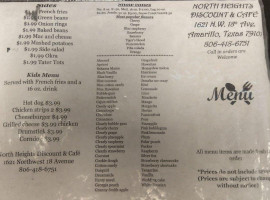 North Heights Discount Café menu