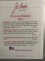 Jo Ann's Cafe menu