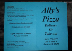 Ally's Pizza menu