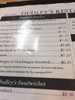 Dudley's Famaily Style menu