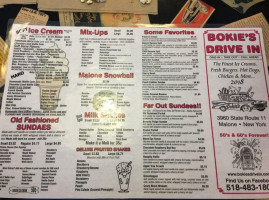 Bokie's Drive In menu