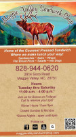 Maggie Valley Sandwich Shop menu