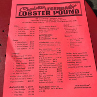 Charlotte's Legendary Lobster Pound menu