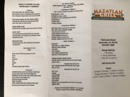 Mazatlan Grill menu