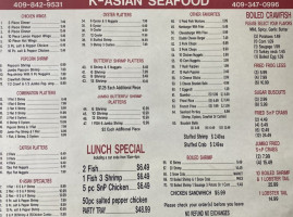 K Asian Kitchen menu