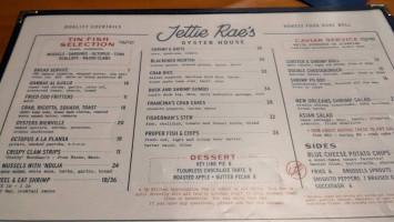 Jettie Rae's Oyster House menu