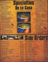Medrano's Mexican menu