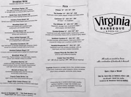 Virginia Barbeque Pizza Co. menu