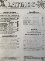 Latinos Mexican Restaurant Bar menu