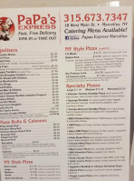 Papas Express Marcellus menu