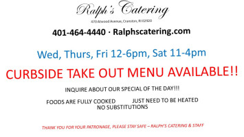 Ralph's Catering menu