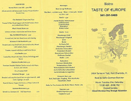 Taste Of Europe Bistro menu