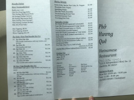 Phở Hương Que menu