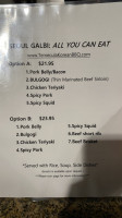 Seoul Galbi Korean Bbq menu