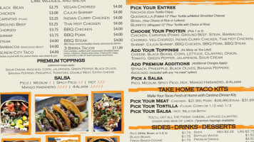 Cantina Taco menu