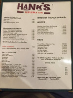 Hank's Grille menu