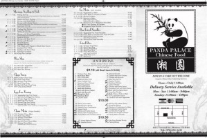 Panda Palace menu