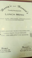 Harriet's Family menu