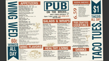 Pub on the Bricks menu