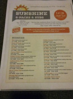 Sunshine 6-packs And Subs menu