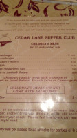 Cedar Lane Supper Club menu