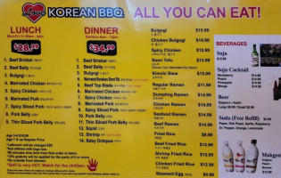 Love Korean B.b.q menu