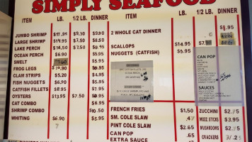 Simply Seafood menu