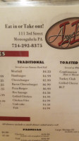 Angelo's Ii Monongahela menu