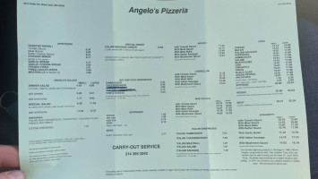 Angelos Pizzeria menu