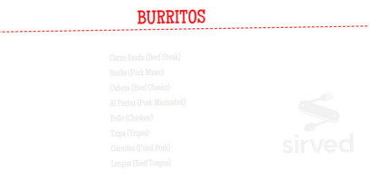 Tacos Mexico menu