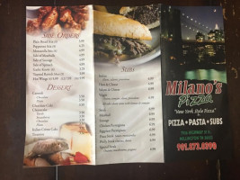 Milanos Pizza menu
