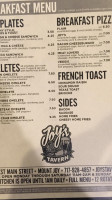 Joy's Tavern menu