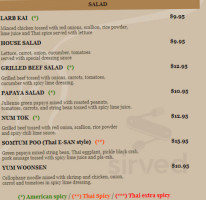 Siriwan 4 Sectors Thai menu