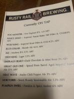 Rusty Rail Brewing Company menu