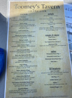 Toomey's Tavern menu