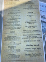 Toomey's Tavern menu