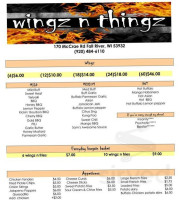 Wingz N Thingz menu