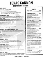 Texas Cannon Brewing Co menu