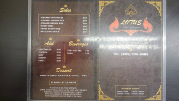 Lotus Thai Cuisine menu