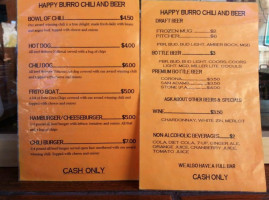 Happy Burro Chili And Beer menu